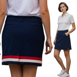 Belyn Key Navy Golf Skort, L, Athletic Tennis Skirt with Built-In Shorts
